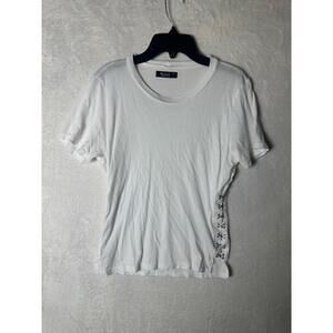 Michael Lauren White Short Sleeve Side Detail TShirt Size XS 100% Supima Cotton‎